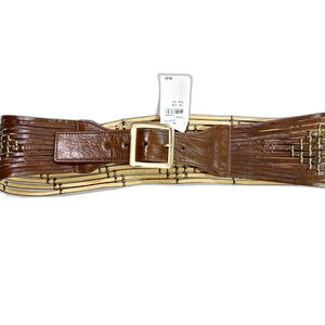 Steve Madden Faux Leather Cut Out Belt Cognac Size Large/X-LARGE NWT